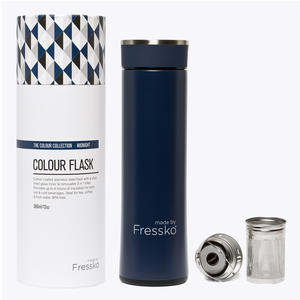 澳洲Fressko_繽紛炫彩保溫杯/海軍藍 (玻璃內層)