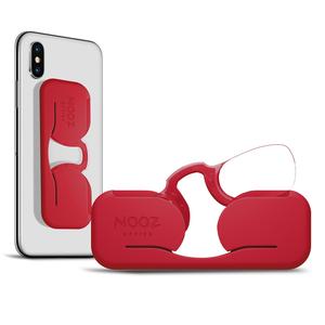 NOOZ_法國NOOZ 時尚夾鼻式 便攜閱讀老花眼鏡 黏貼款（矩形-紅）